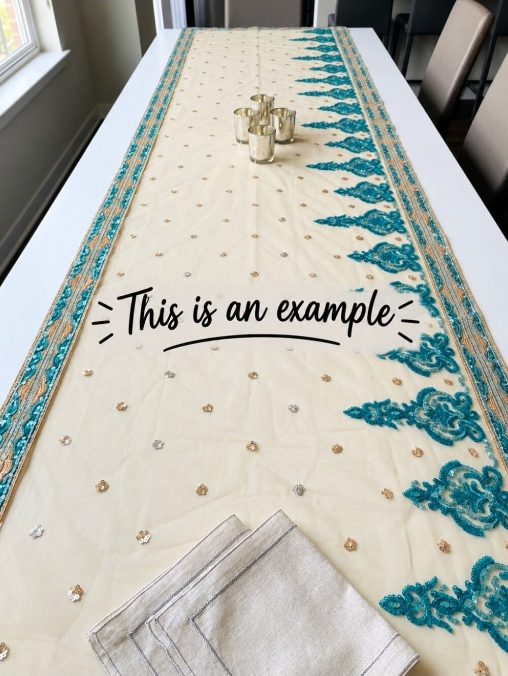 Luxury Wedding Banquet Runner Table Sheet Embroidered Indian Size 106×33